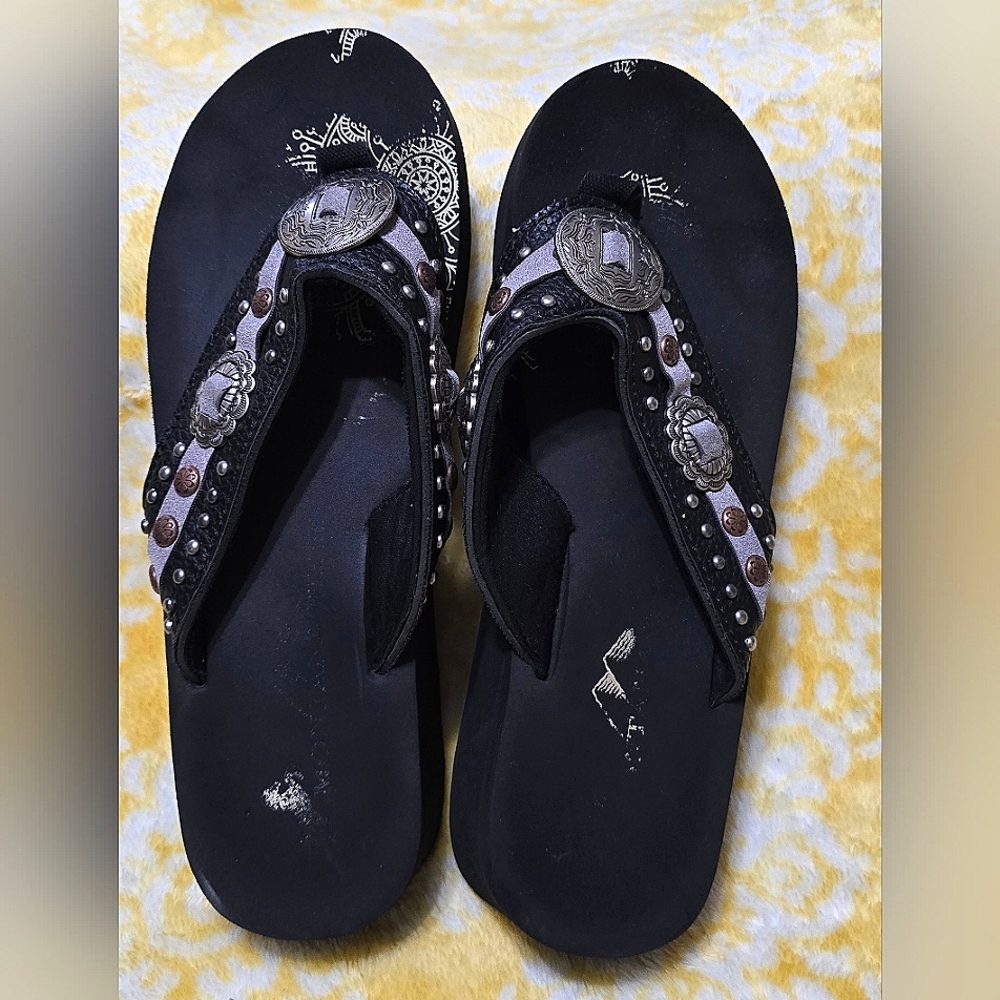 MONTANA WEST Black and Silver Embellished Sandals